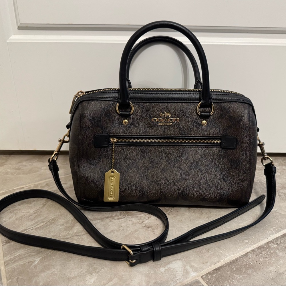 Coach Purse Rowan Satchel Signature Canvas Purse Crossbody F83607